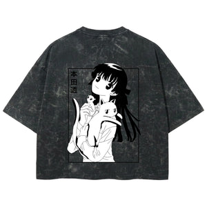 Playera streetwear premium de anime y gaming ExtraLife MX, corte boxy deluxe mineral wash heavyweight en color Acid Wash, moda urbana mexicana de culto.