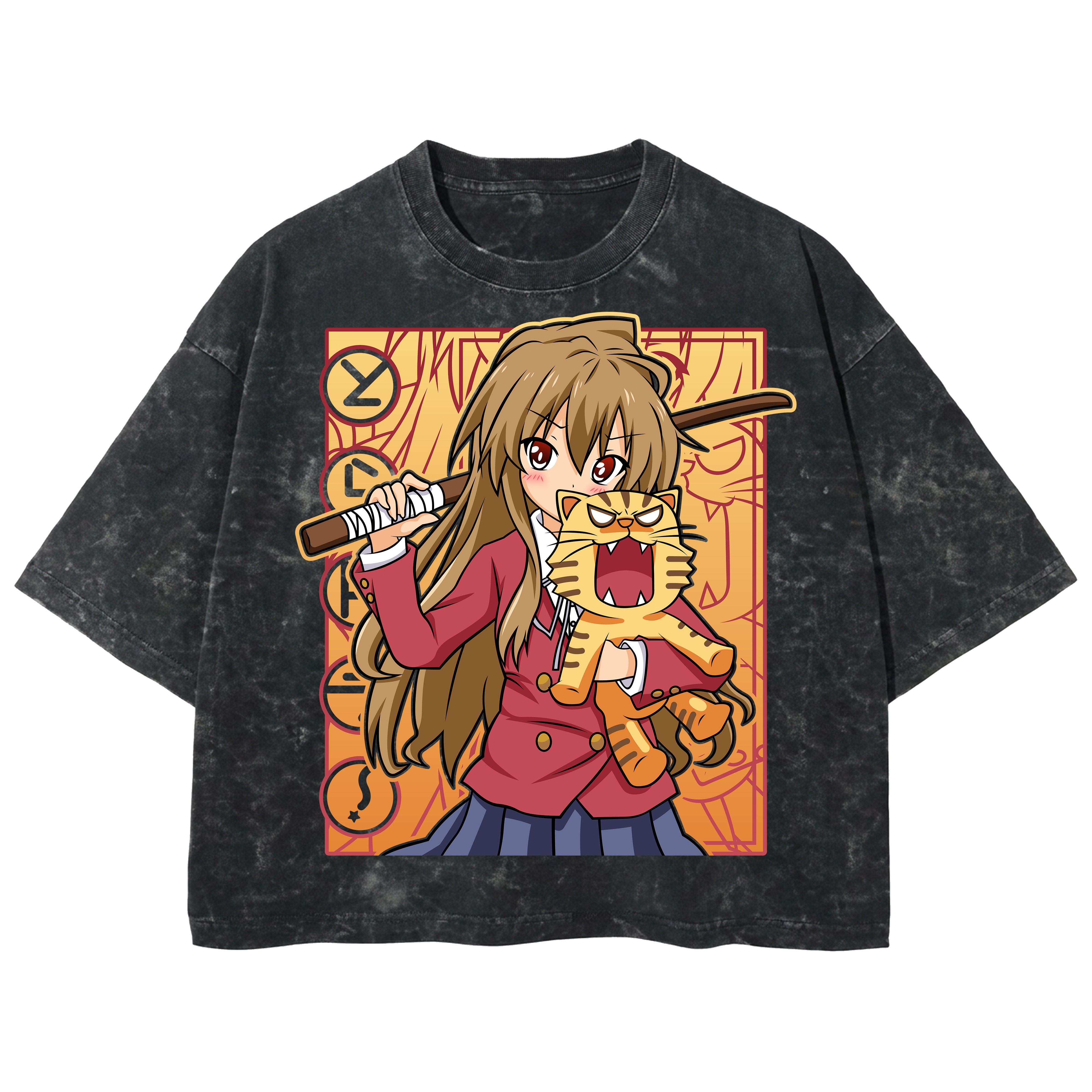 Playera streetwear premium de anime y gaming ExtraLife MX, corte boxy deluxe mineral wash heavyweight en color Acid Wash, moda urbana mexicana de culto.