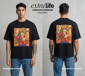El Tigre de Madera | El Tigre del Bien #04417 - Playera Oversized Premium | Deep Black - Foto en modelo