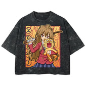 Playera streetwear premium de anime y gaming ExtraLife MX, corte boxy deluxe mineral wash heavyweight en color Acid Wash, moda urbana mexicana de culto.