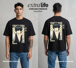 El Samurai sin Trabajo | El Vice Comandante #04421 - Playera Oversized Premium | Deep Black - Foto en modelo
