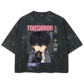 Playera streetwear premium de anime y gaming ExtraLife MX, corte boxy deluxe mineral wash heavyweight en color Acid Wash, moda urbana mexicana de culto.
