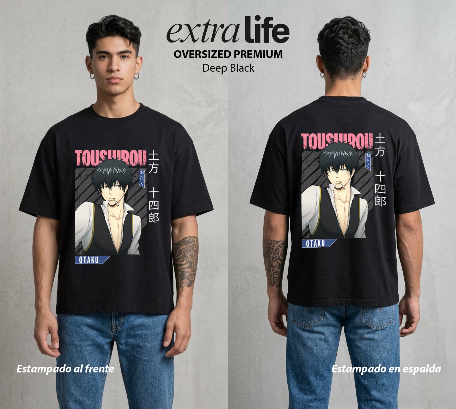 El Samurai sin Trabajo | La Mayonesa del Poder #04424 - Playera Oversized Premium | Deep Black - Foto en modelo