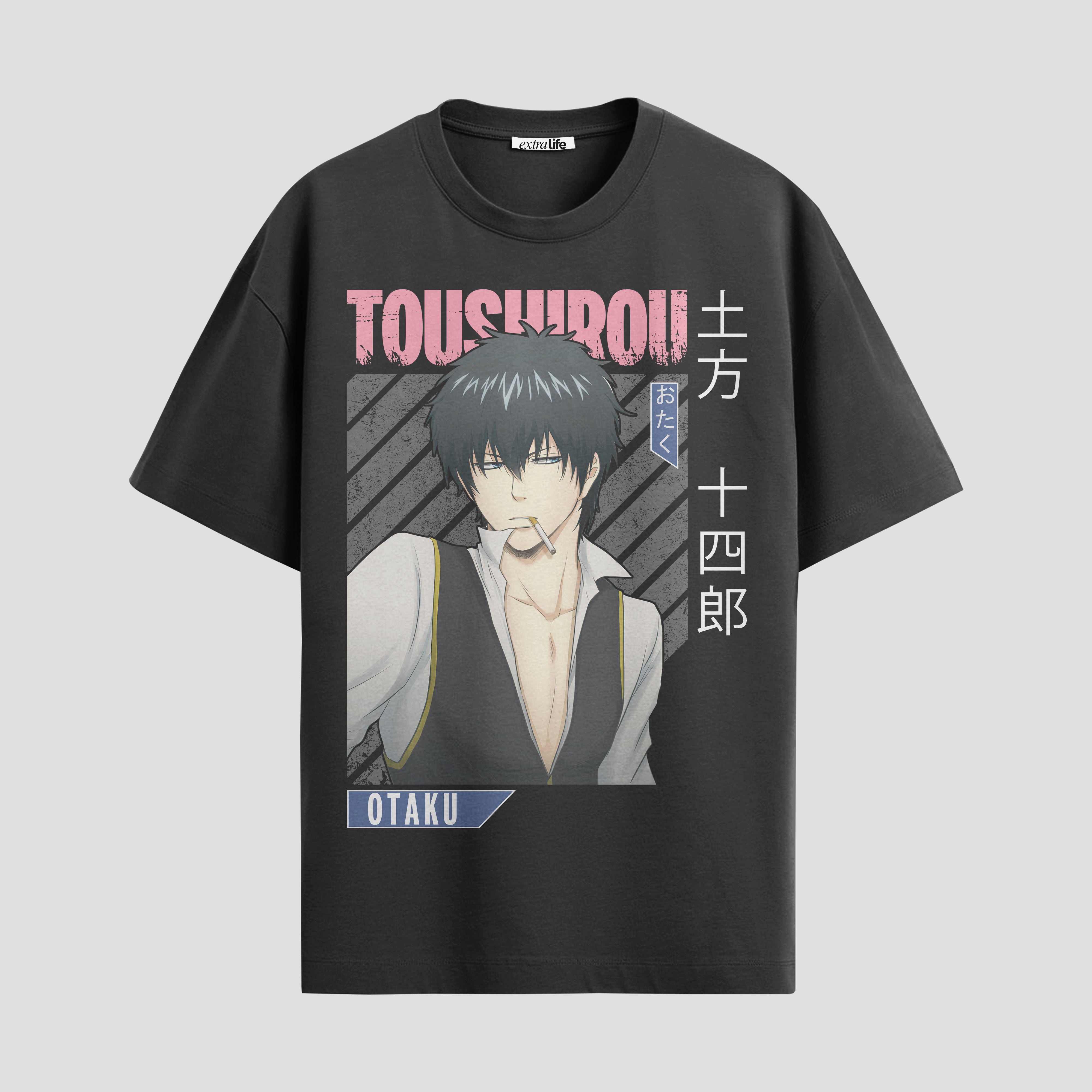 Playera urbana de anime y gaming ExtraLife MX, corte Standard Fit unisex ligero y transpirable en color Deep Black y Pure White, ropa de uso diario para gym y casual.