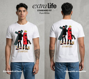 El Desierto Trigun | El Tifon del Desierto #04428 - Playera Standard Fit | Pure White - Foto en modelo