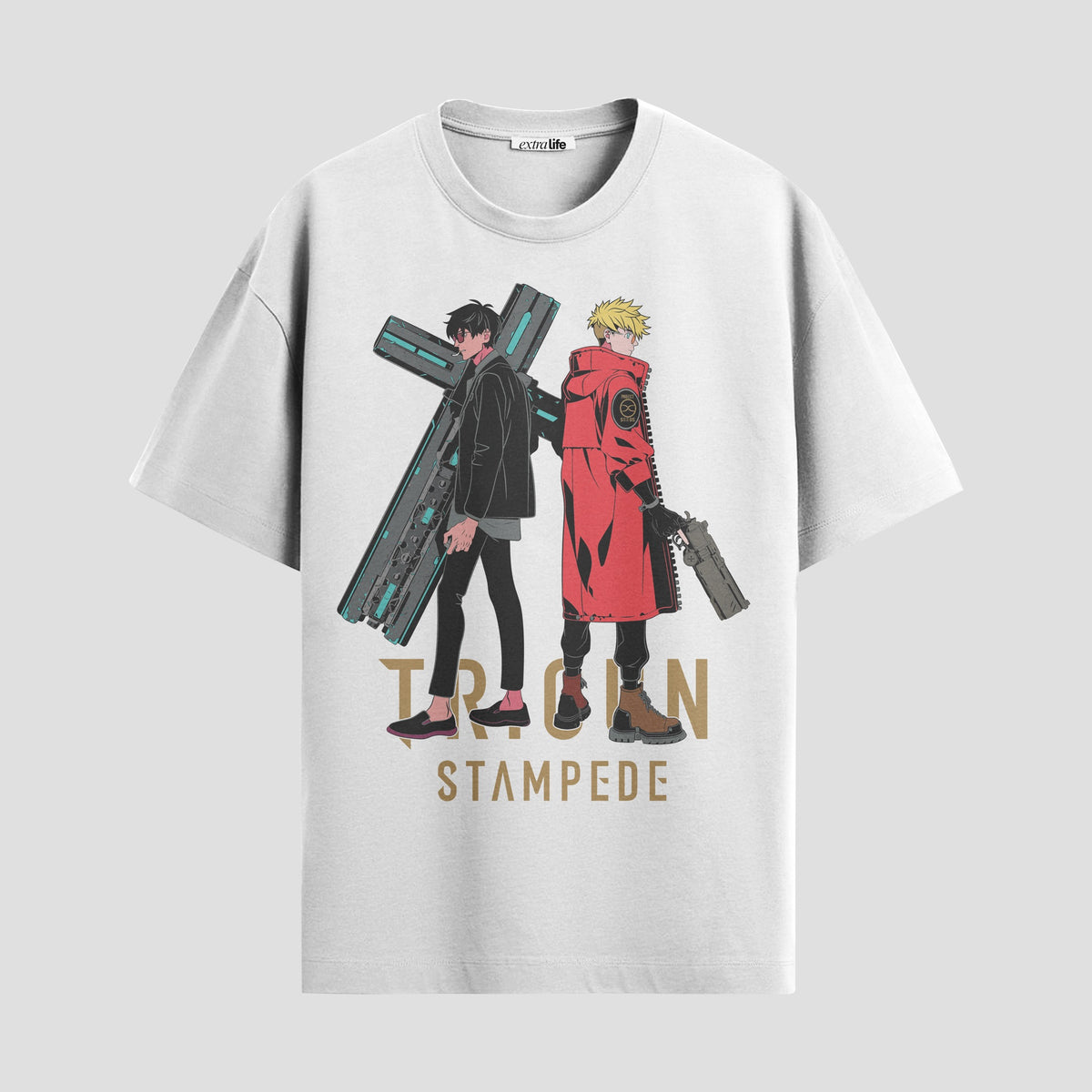 Playera urbana de anime y gaming ExtraLife MX, corte Classic Premium unisex ligero y transpirable en color Deep Black y Pure White, ropa de uso diario para gym y casual.