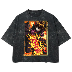Playera streetwear premium de anime y gaming ExtraLife MX, corte boxy deluxe mineral wash heavyweight en color Acid Wash, moda urbana mexicana de culto.