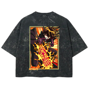 Playera streetwear premium de anime y gaming ExtraLife MX, corte boxy deluxe mineral wash heavyweight en color Acid Wash, moda urbana mexicana de culto.