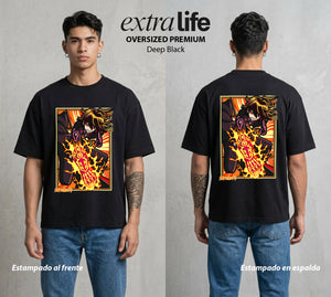 Los Exorcistas Gemelos | El Exorcista del Bien #04432 - Playera Oversized Premium | Deep Black - Foto en modelo