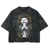 Playera streetwear premium de anime y gaming ExtraLife MX, corte boxy deluxe mineral wash heavyweight en color Acid Wash, moda urbana mexicana de culto.