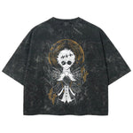 Playera streetwear premium de anime y gaming ExtraLife MX, corte boxy deluxe mineral wash heavyweight en color Acid Wash, moda urbana mexicana de culto.