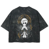 Playera streetwear premium de anime y gaming ExtraLife MX, corte boxy deluxe mineral wash heavyweight en color Acid Wash, moda urbana mexicana de culto.