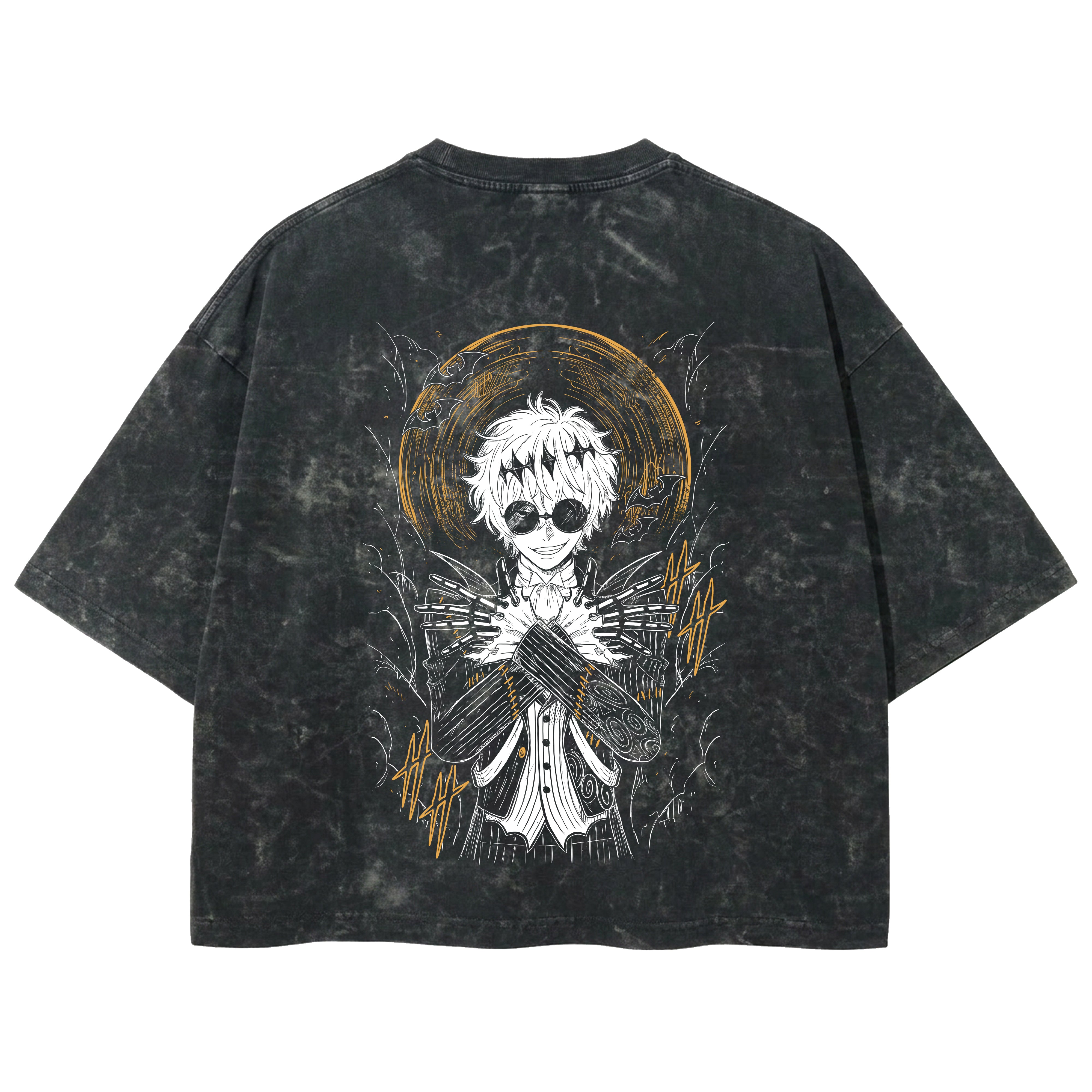 Playera streetwear premium de anime y gaming ExtraLife MX, corte boxy deluxe mineral wash heavyweight en color Acid Wash, moda urbana mexicana de culto.