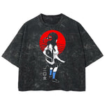 Playera streetwear premium de anime y gaming ExtraLife MX, corte boxy deluxe mineral wash heavyweight en color Acid Wash, moda urbana mexicana de culto.