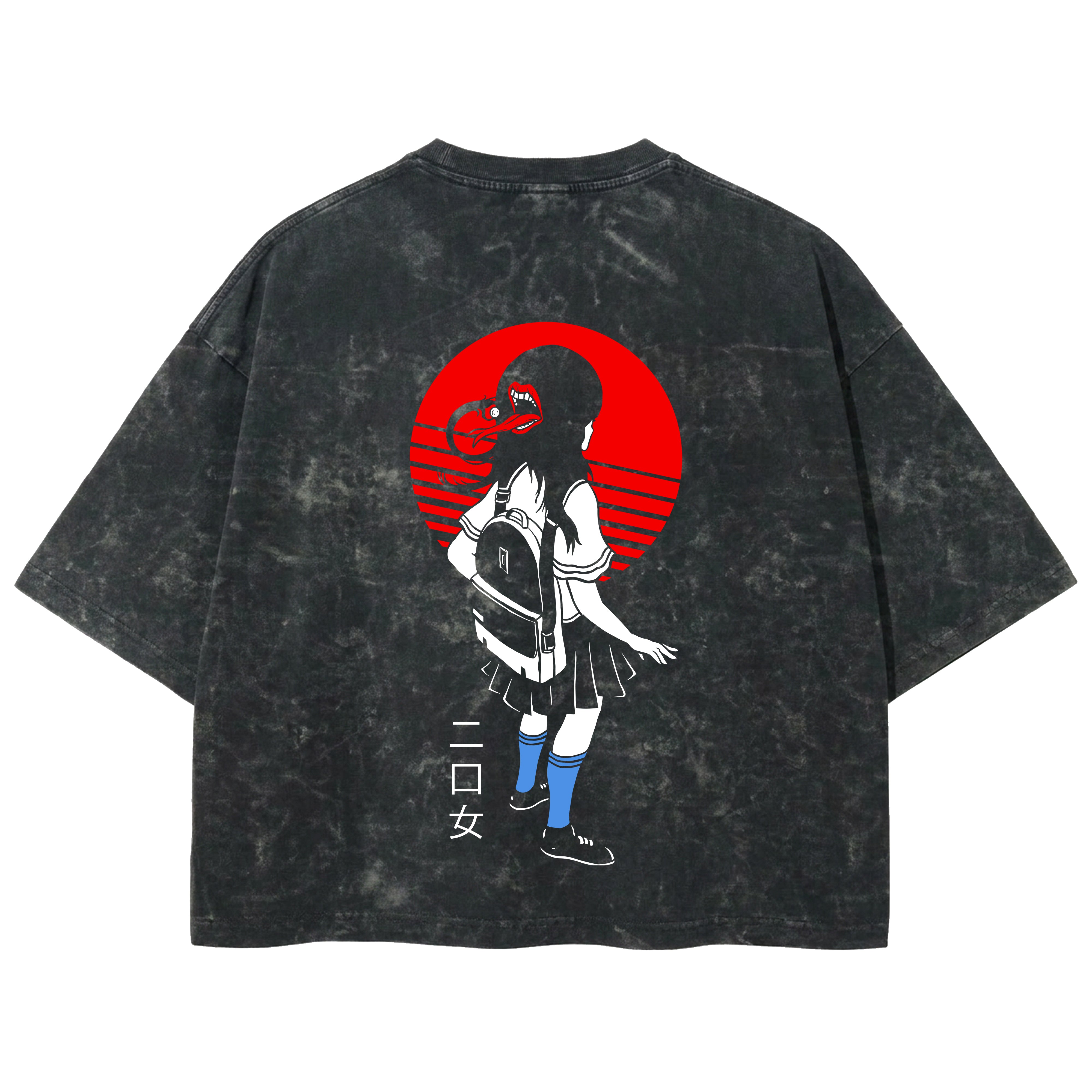 Playera streetwear premium de anime y gaming ExtraLife MX, corte boxy deluxe mineral wash heavyweight en color Acid Wash, moda urbana mexicana de culto.