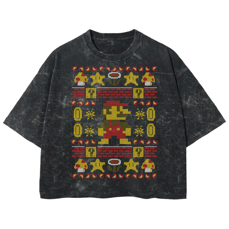 Playera streetwear premium de anime y gaming ExtraLife MX, corte boxy deluxe mineral wash heavyweight en color Acid Wash, moda urbana mexicana de culto.
