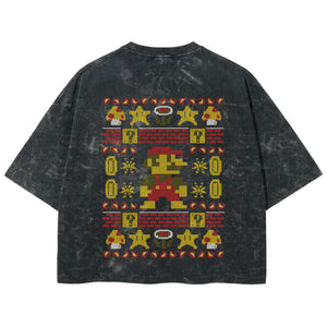 Playera streetwear premium de anime y gaming ExtraLife MX, corte boxy deluxe mineral wash heavyweight en color Acid Wash, moda urbana mexicana de culto.