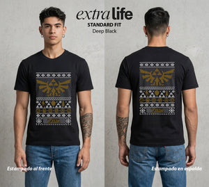 La Navidad Gamer | La Princesa del Triforce Navidad Gamer #04437 - Playera Standard Fit | Deep Black - Foto en modelo