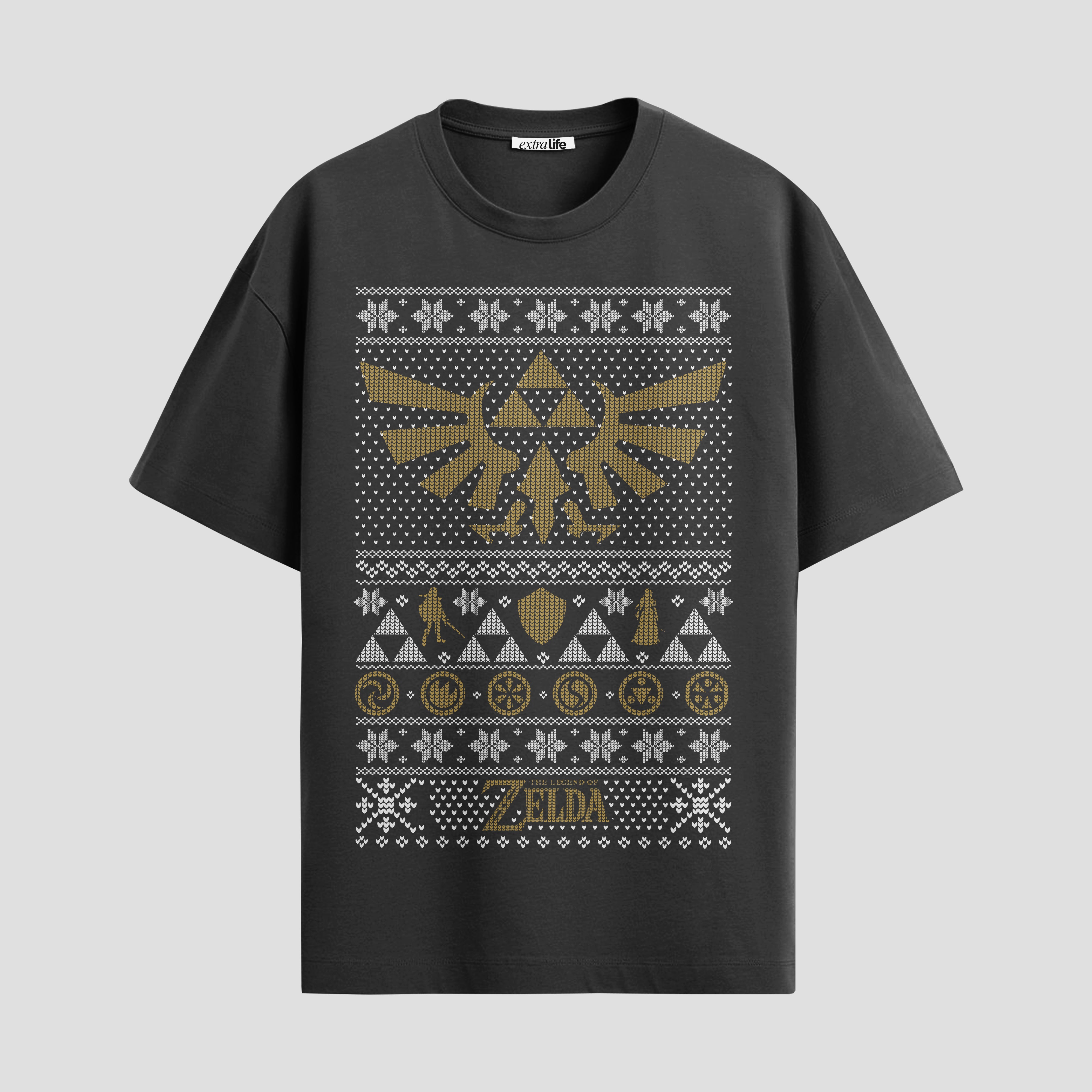 Playera urbana de anime y gaming ExtraLife MX, corte Standard Fit unisex ligero y transpirable en color Deep Black y Pure White, ropa de uso diario para gym y casual.