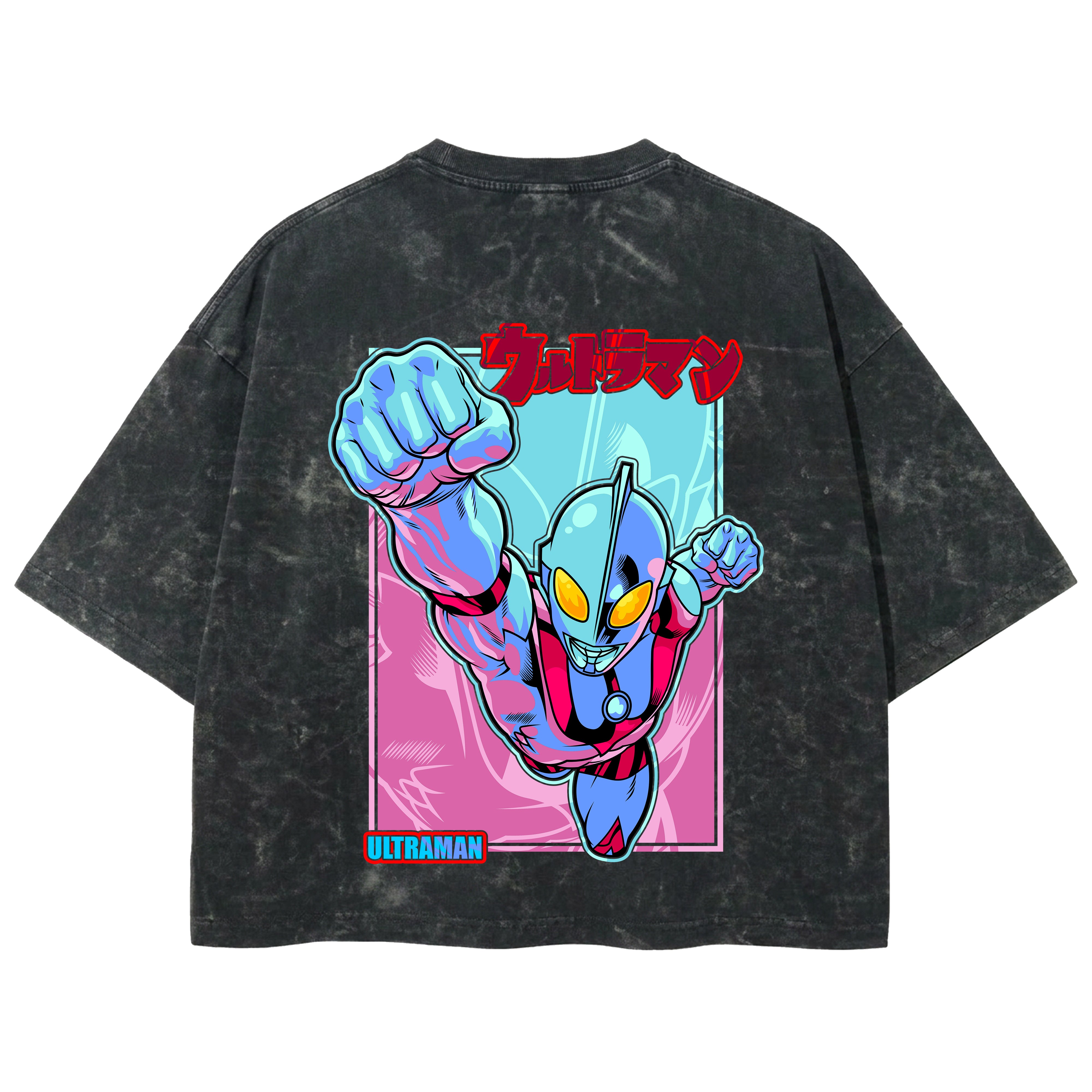Playera streetwear premium de anime y gaming ExtraLife MX, corte boxy deluxe mineral wash heavyweight en color Acid Wash, moda urbana mexicana de culto.