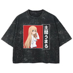 Playera streetwear premium de anime y gaming ExtraLife MX, corte boxy deluxe mineral wash heavyweight en color Acid Wash, moda urbana mexicana de culto.