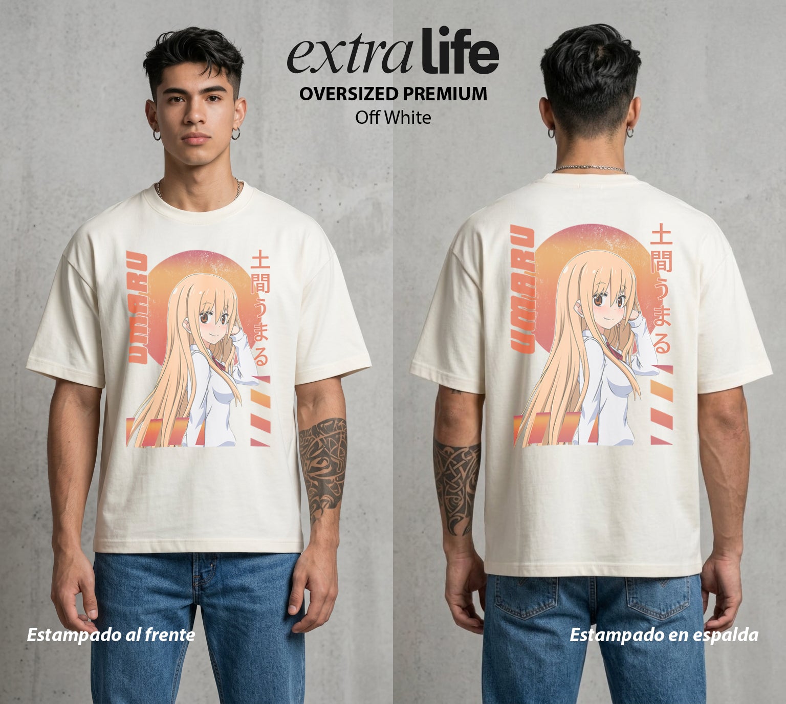 La Doble Vida | La Doble Personalidad #04442 - Playera Oversized Premium | Off White - Foto en modelo