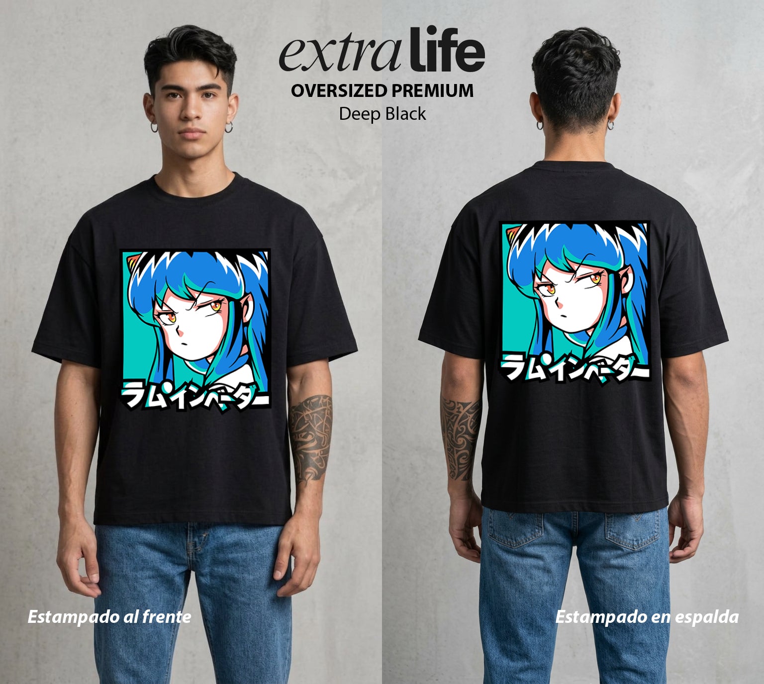 La Invasion del Amor | La Invasora del Amor #04446 - Playera Oversized Premium | Deep Black - Foto en modelo