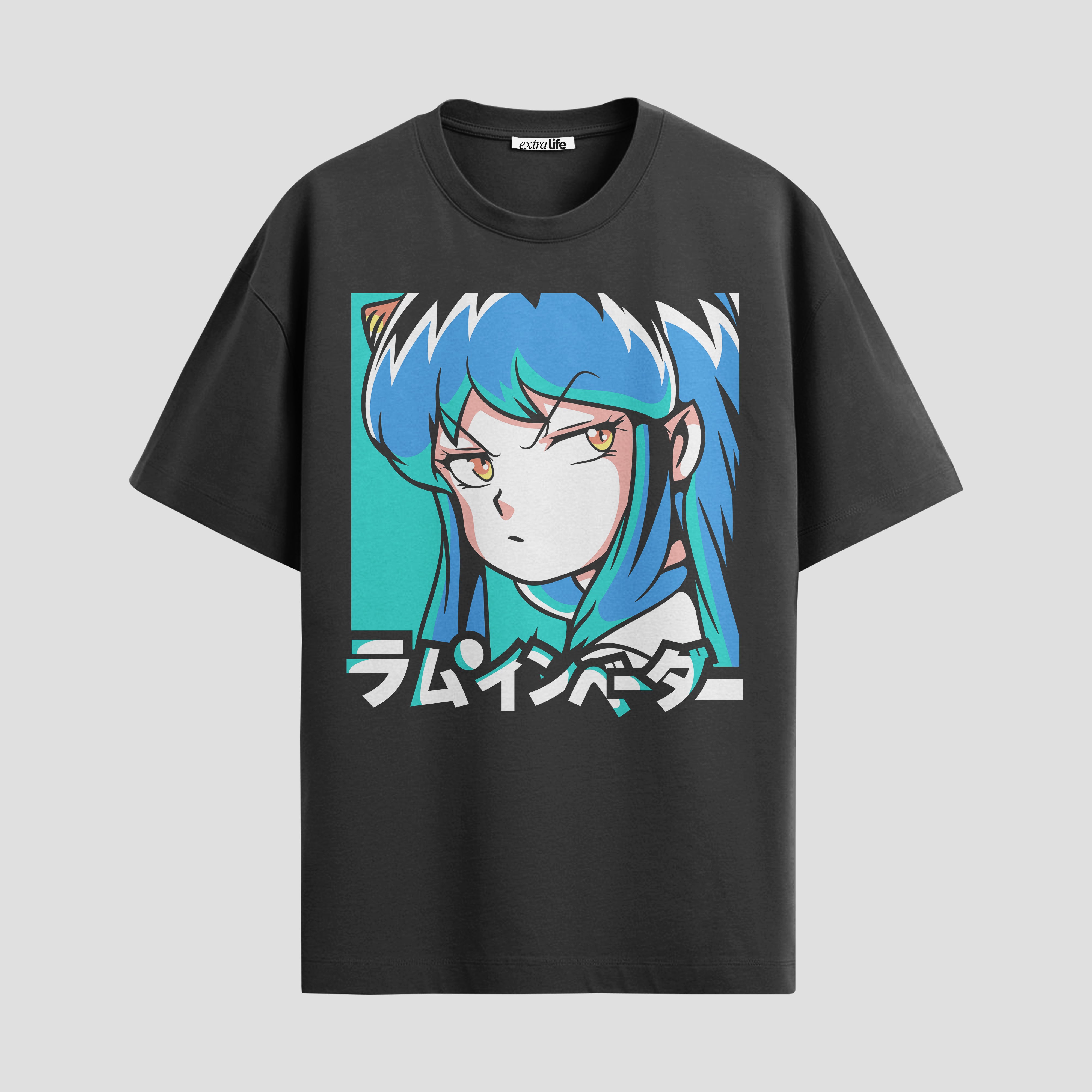 Playera urbana de anime y gaming ExtraLife MX, corte Standard Fit unisex ligero y transpirable en color Deep Black y Pure White, ropa de uso diario para gym y casual.