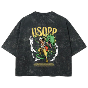 Playera streetwear premium de anime y gaming ExtraLife MX, corte boxy deluxe mineral wash heavyweight en color Acid Wash, moda urbana mexicana de culto.