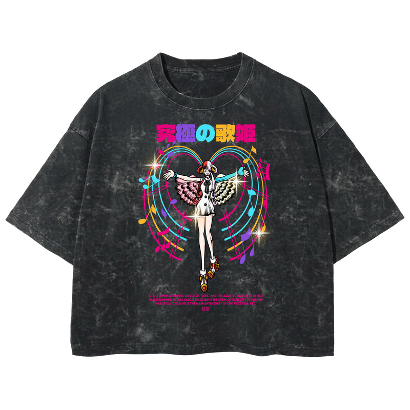 Playera streetwear premium de anime y gaming ExtraLife MX, corte boxy deluxe mineral wash heavyweight en color Acid Wash, moda urbana mexicana de culto.