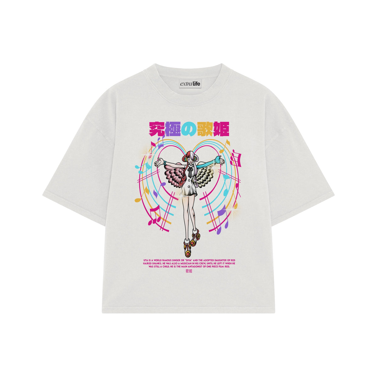 Playera streetwear premium de anime y gaming ExtraLife MX, corte oversized drop shoulder ligero y fresco en color Deep Black y Off-White, moda urbana mexicana de culto.