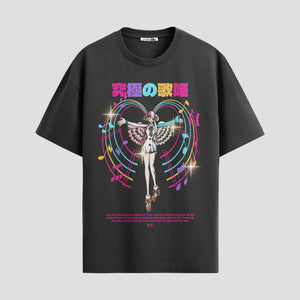 Playera urbana de anime y gaming ExtraLife MX, corte Standard Fit unisex ligero y transpirable en color Deep Black y Pure White, ropa de uso diario para gym y casual.