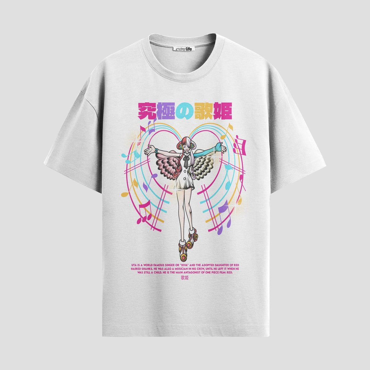 Playera urbana de anime y gaming ExtraLife MX, corte Classic Premium unisex ligero y transpirable en color Deep Black y Pure White, ropa de uso diario para gym y casual.