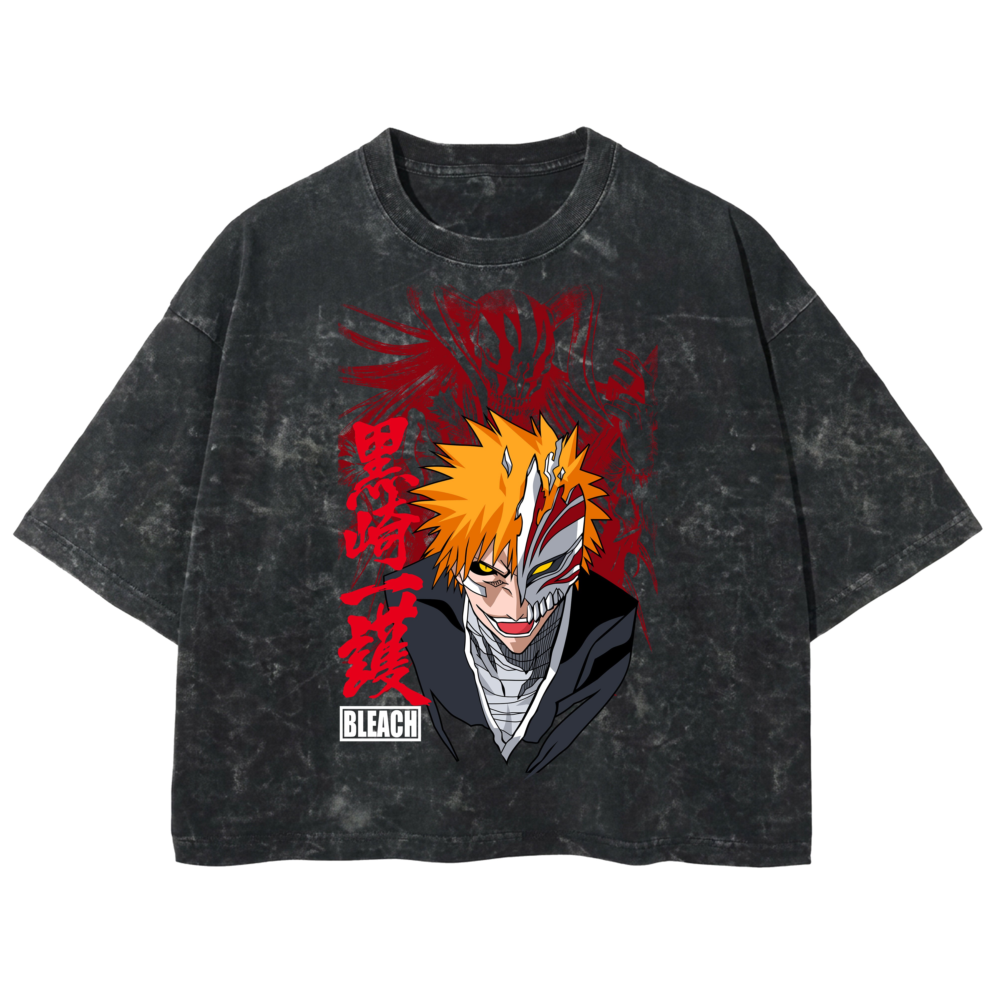 Playera streetwear premium de anime y gaming ExtraLife MX, corte boxy deluxe mineral wash heavyweight en color Acid Wash, moda urbana mexicana de culto.
