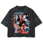 Playera streetwear premium de anime y gaming ExtraLife MX, corte boxy deluxe mineral wash heavyweight en color Acid Wash, moda urbana mexicana de culto.