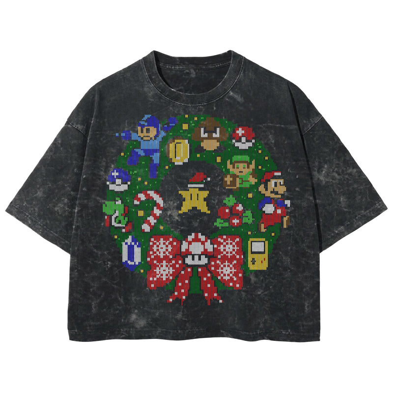 Playera streetwear premium de anime y gaming ExtraLife MX, corte boxy deluxe mineral wash heavyweight en color Acid Wash, moda urbana mexicana de culto.