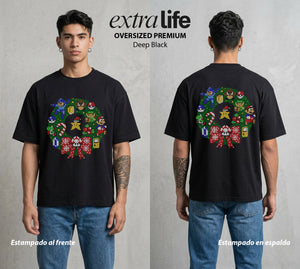 La Navidad Gamer | La Navidad Gamer Navidad Gamer #04453 - Playera Oversized Premium | Deep Black - Foto en modelo