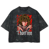 Playera streetwear premium de anime y gaming ExtraLife MX, corte boxy deluxe mineral wash heavyweight en color Acid Wash, moda urbana mexicana de culto.