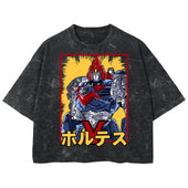 Playera streetwear premium de anime y gaming ExtraLife MX, corte boxy deluxe mineral wash heavyweight en color Acid Wash, moda urbana mexicana de culto.