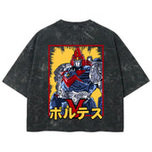 Playera streetwear premium de anime y gaming ExtraLife MX, corte boxy deluxe mineral wash heavyweight en color Acid Wash, moda urbana mexicana de culto.