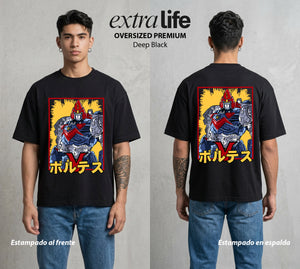 El Combinado del Espacio | El Combinado del Bien #04455 - Playera Oversized Premium | Deep Black - Foto en modelo