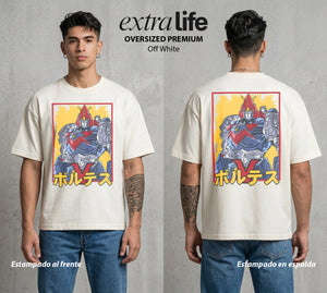 El Combinado del Espacio | El Combinado del Bien #04455 - Playera Oversized Premium | Off White - Foto en modelo