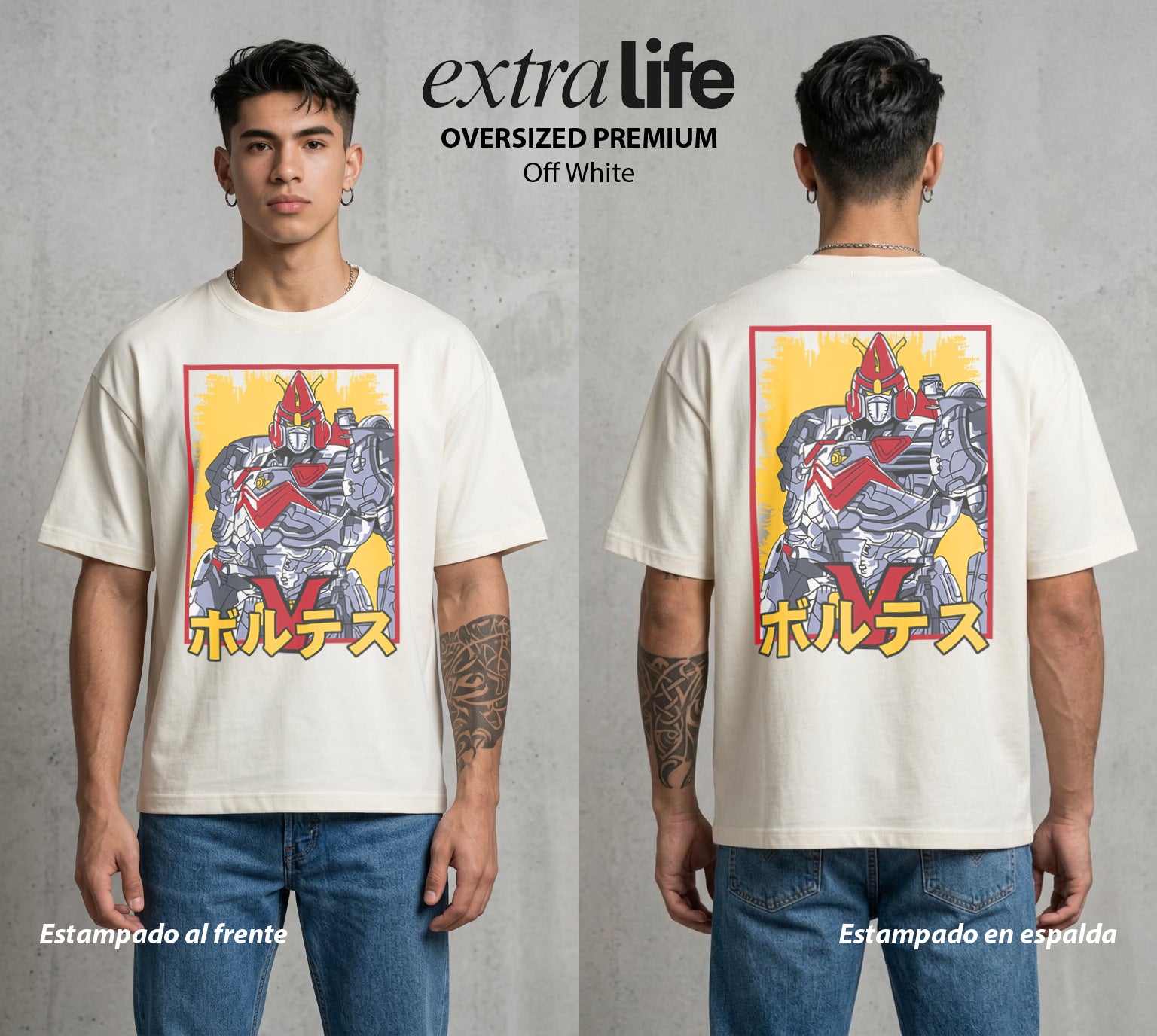 El Combinado del Espacio | El Poder del Espacio #04456 - Playera Oversized Premium | Off White - Foto en modelo