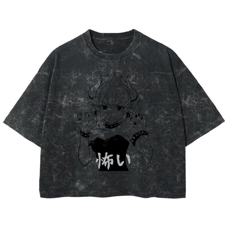 Playera streetwear premium de anime y gaming ExtraLife MX, corte boxy deluxe mineral wash heavyweight en color Acid Wash, moda urbana mexicana de culto.