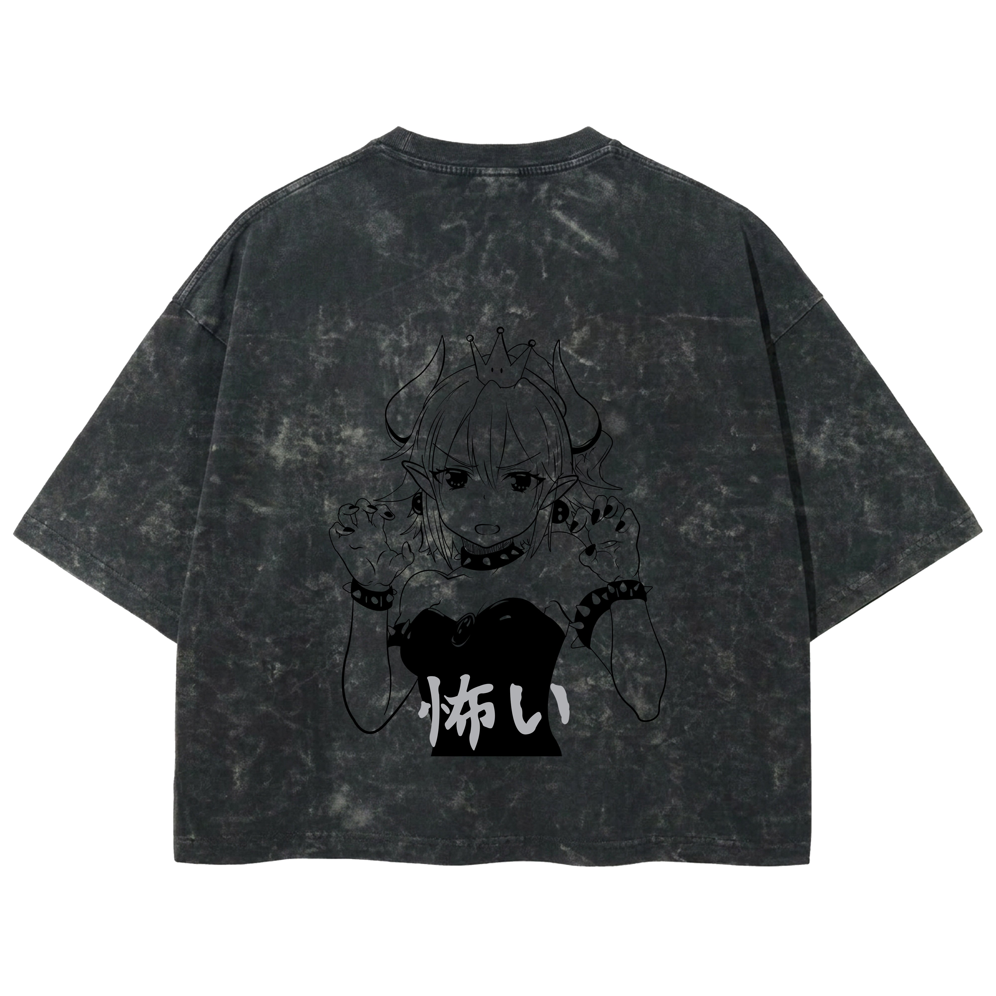 Playera streetwear premium de anime y gaming ExtraLife MX, corte boxy deluxe mineral wash heavyweight en color Acid Wash, moda urbana mexicana de culto.