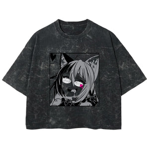 Playera streetwear premium de anime y gaming ExtraLife MX, corte boxy deluxe mineral wash heavyweight en color Acid Wash, moda urbana mexicana de culto.