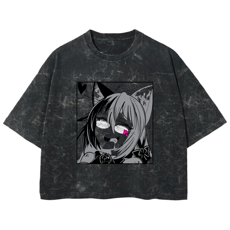 Playera streetwear premium de anime y gaming ExtraLife MX, corte boxy deluxe mineral wash heavyweight en color Acid Wash, moda urbana mexicana de culto.