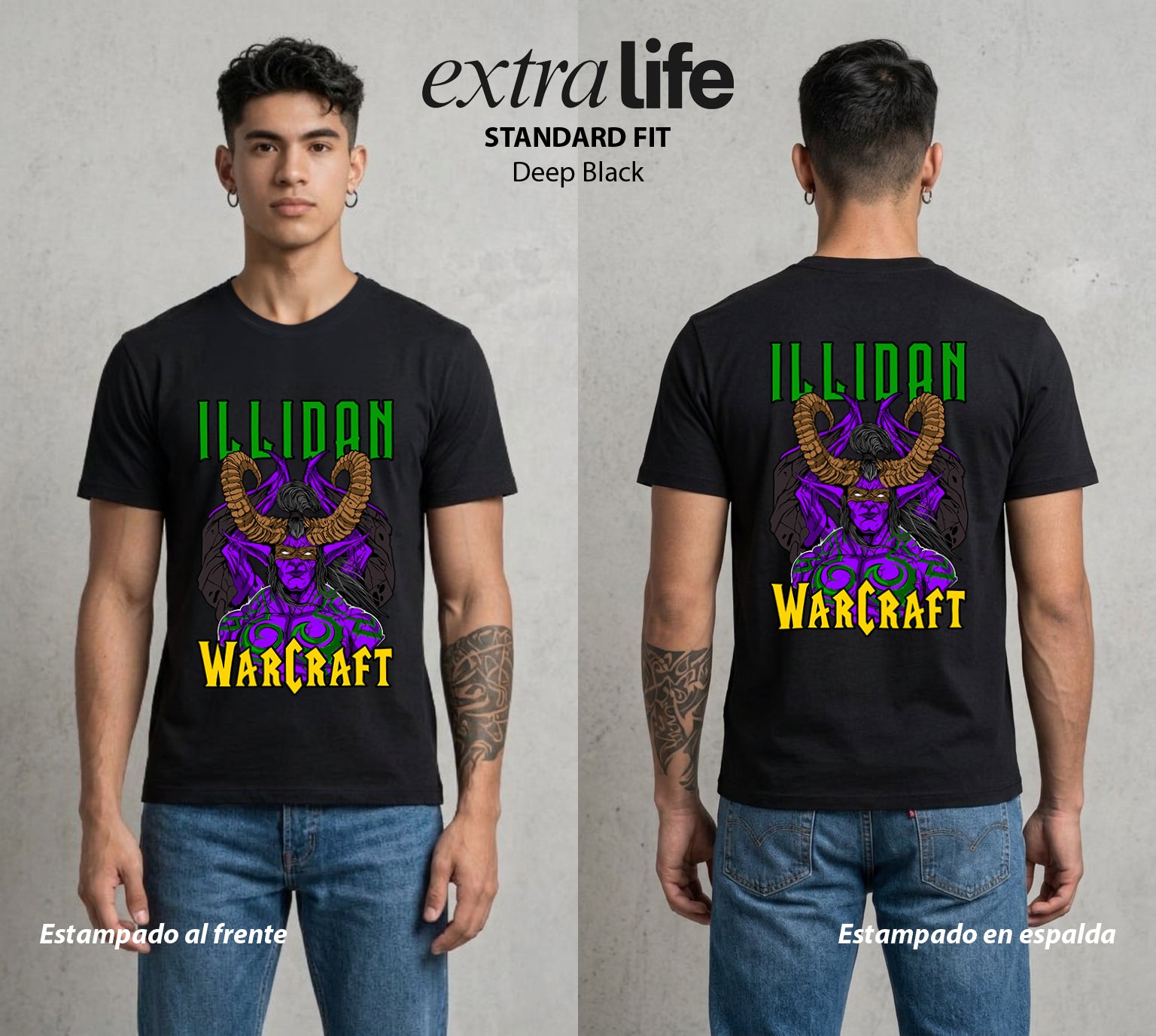 Azeroth en Guerra | El Mal de Azeroth #04459 - Playera Standard Fit | Deep Black - Foto en modelo