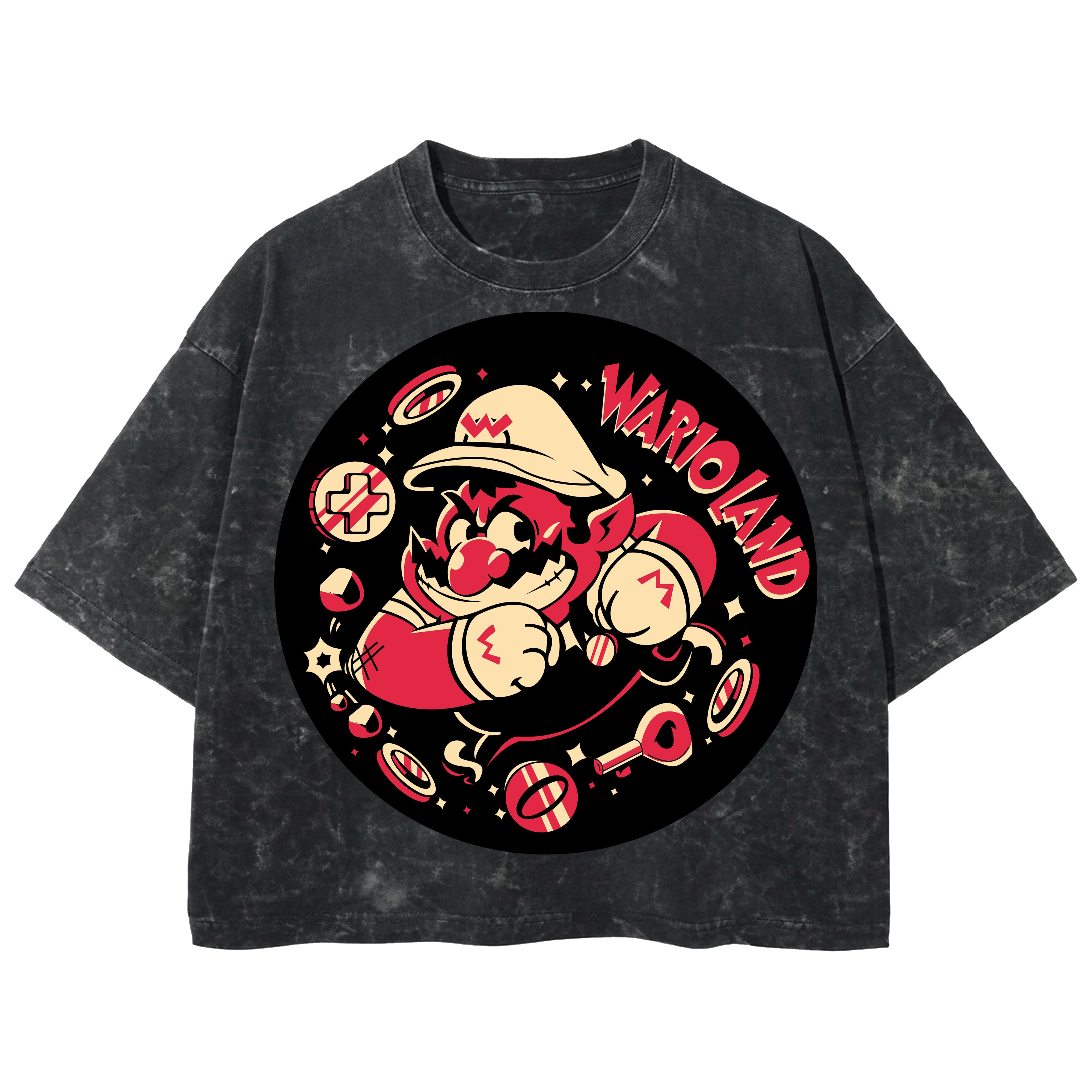 Playera streetwear premium de anime y gaming ExtraLife MX, corte boxy deluxe mineral wash heavyweight en color Acid Wash, moda urbana mexicana de culto.