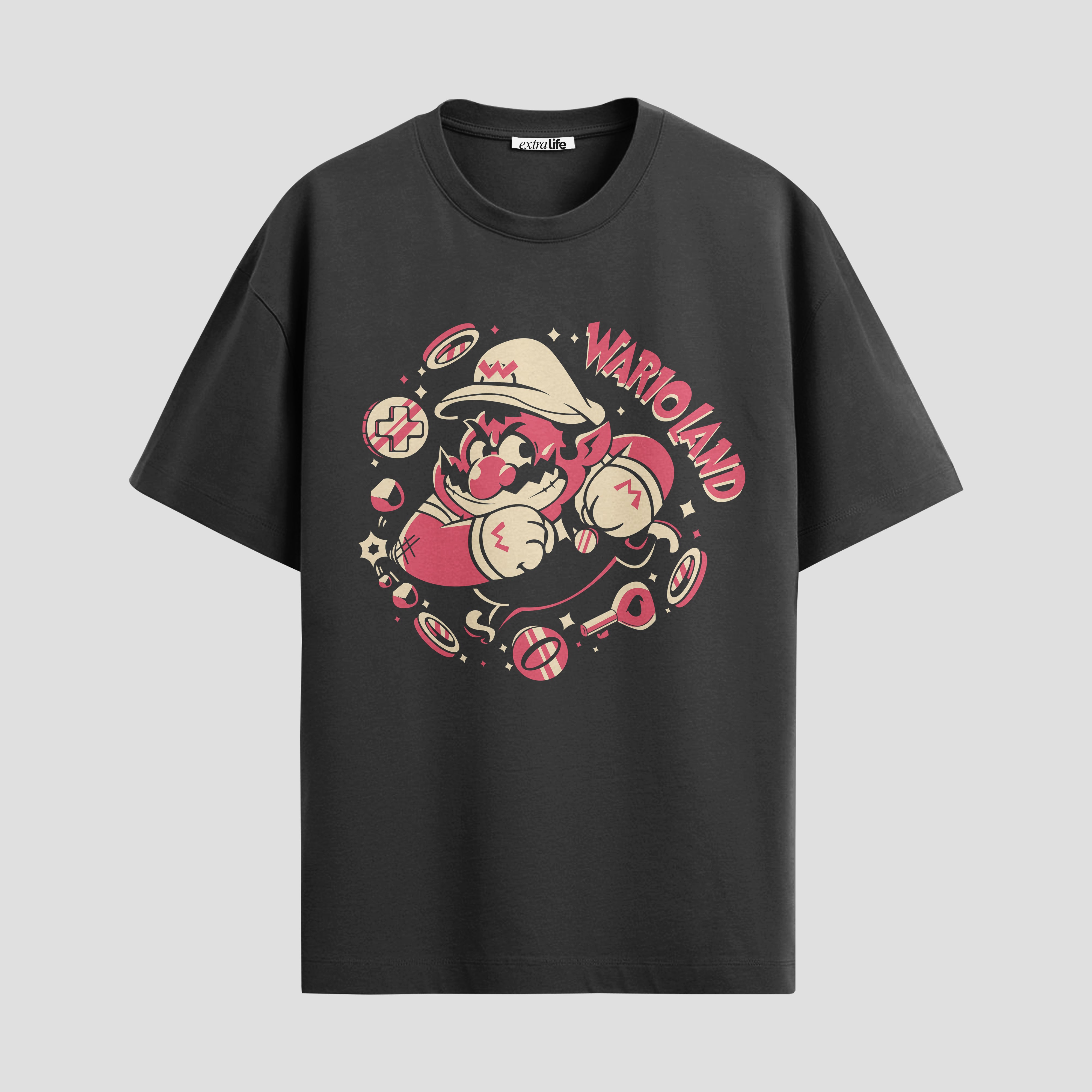 Playera urbana de anime y gaming ExtraLife MX, corte Standard Fit unisex ligero y transpirable en color Deep Black y Pure White, ropa de uso diario para gym y casual.